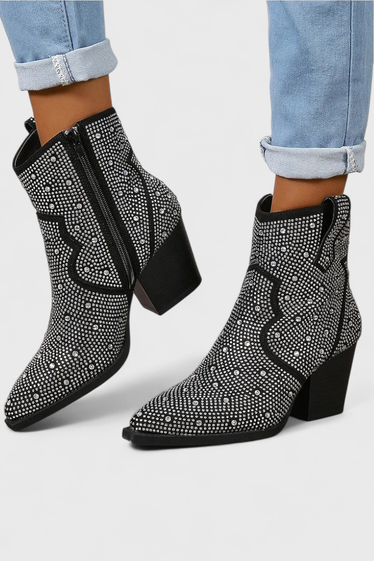 Berenice Botas Chic con Detalles en Patchwork y Cremallera Lateral