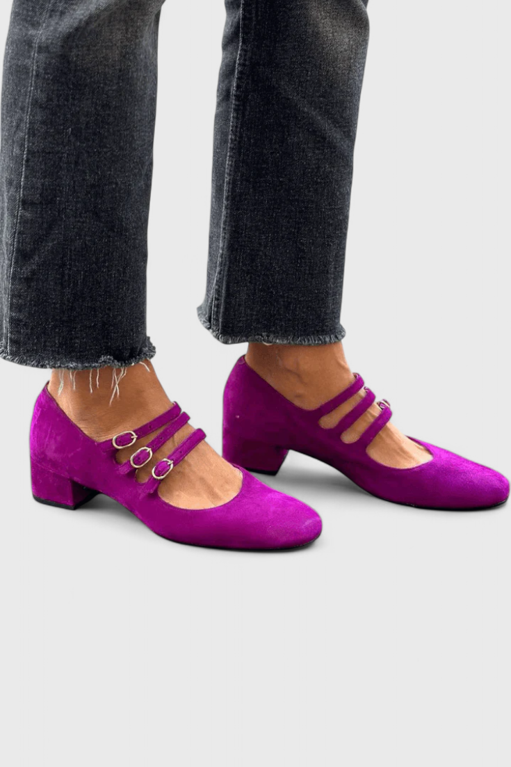 Evdokia Tacones de Punta Cuadrada con Cinturones Múltiples