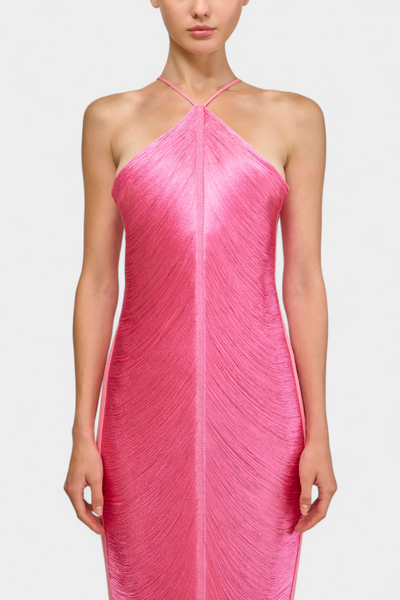 Vestido Halter Jianna con Flecos de Metal