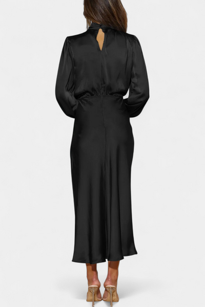 Cecila Maxi Dress with High Neck and Floral Detail