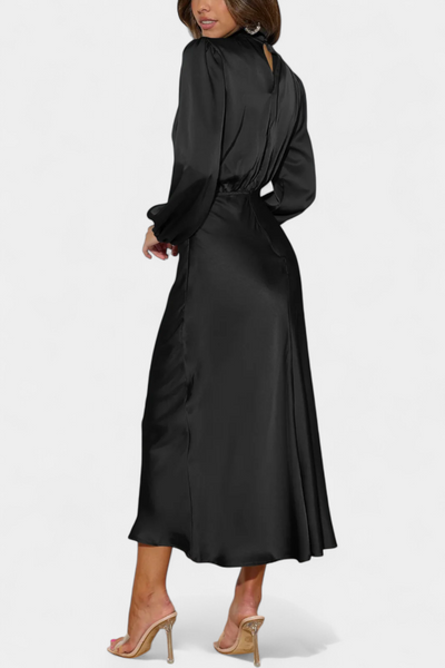 Cecila Maxi Dress with High Neck and Floral Detail