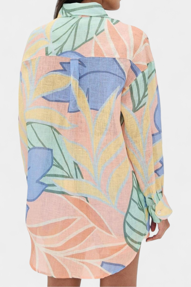 Lumina Conjunto Tropical: Camisa Suelta y Shorts de Cintura Alta