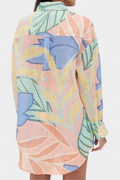 Lumina Conjunto Tropical: Camisa Suelta y Shorts de Cintura Alta