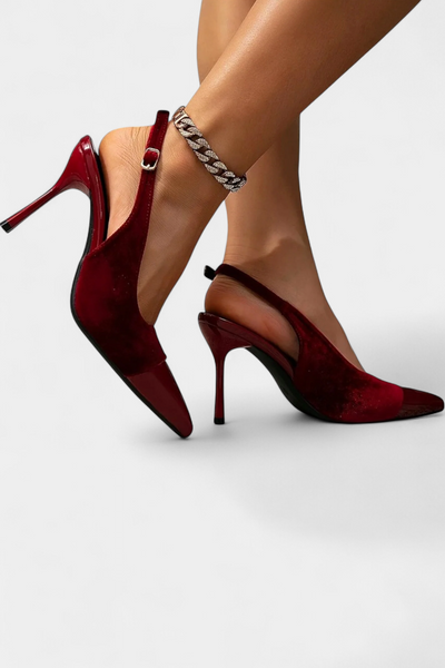 Candice Tacones Stiletto de Terciopelo con Diseño Patchwork