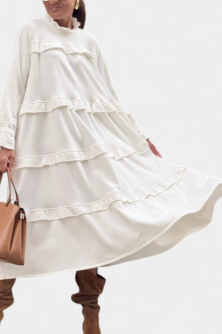 Jada Sudadera Vestido con Volantes y Estilo Casual-Chic