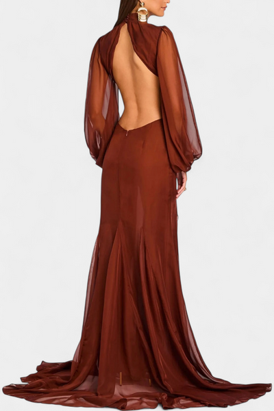 Vestido Maxi Delanie con Cutouts y Volantes Espectaculares