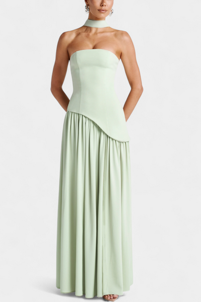 Celaena Vestido Maxi Chiffon Off Shoulder con Abertura Lateral
