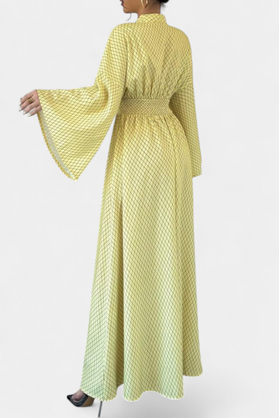 Vestido Maxi Geométrico Anelia con Escote en V