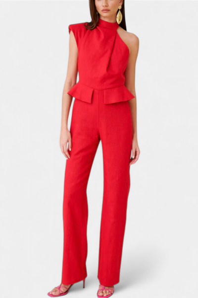 Nerida Asymmetrical Long Dress in Linen and Cotton