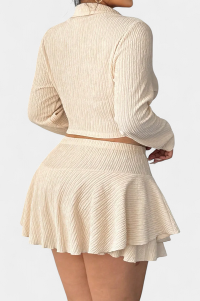 Conjunto Daline: Top Largo y Falda Mini con Fruncido