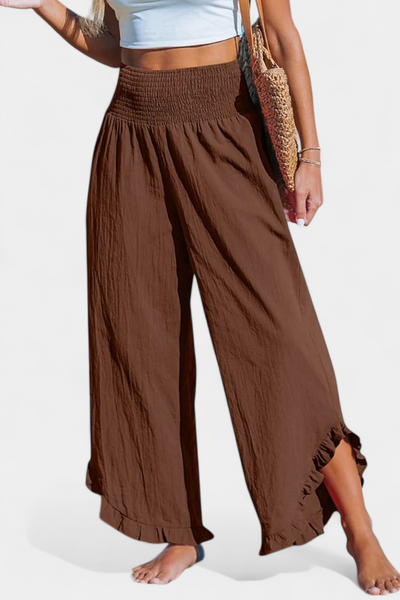 Justina Pantalones Palazzo de Cintura Alta con Volantes