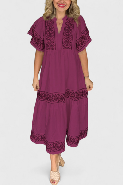 Vestido Maxi Boho Allona con Escote en V y Corte Suelto