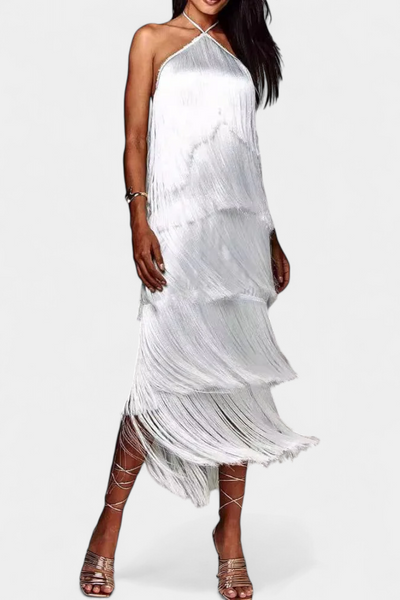 Saidey Vestido con Flecos y Espalda Abierta