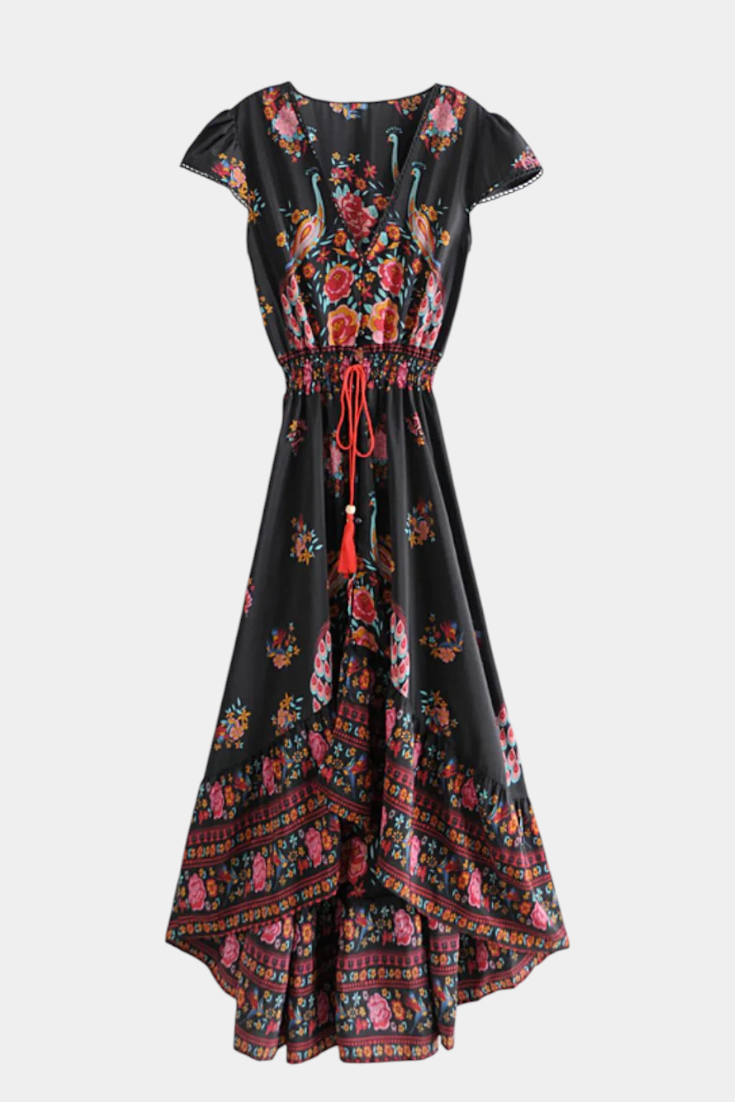 Chiara Vestido Boho Chic Floral con Cintura Ajustable