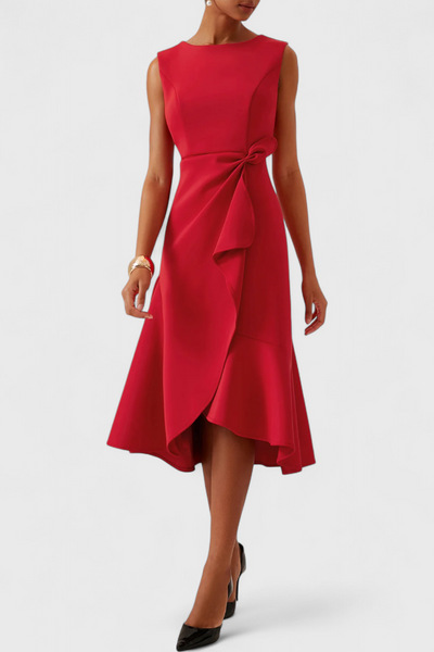Vestido Midi Asimétrico Claudia con Drapeado Chic