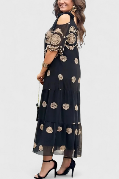Cathy Vestido de Verano Elegante de Malla con Diseño Calado y Corte Suelto