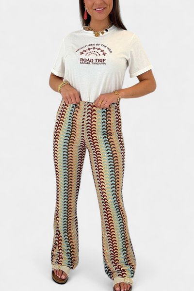 Retro Printed Flared Pants - Carlie