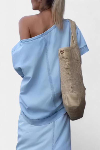 Apolonia Conjunto Vaquero Asimétrico con Detalle de Abertura Elegante