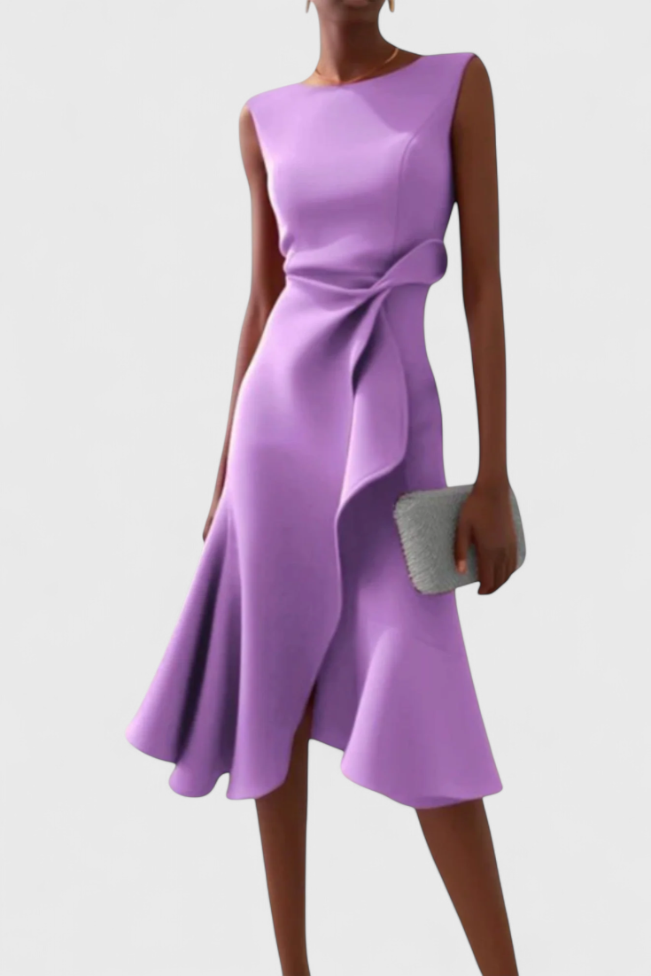 Vestido Midi Asimétrico Claudia con Drapeado Chic