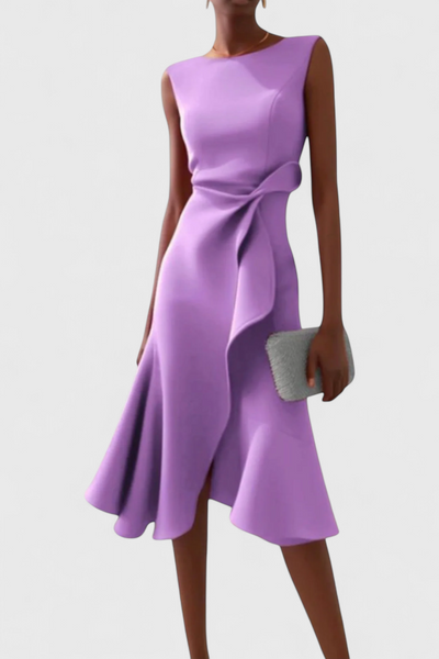 Vestido Midi Asimétrico Claudia con Drapeado Chic