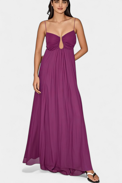 Elettra Vestido Maxi con Tirantes Delgados y Drapeado Suave