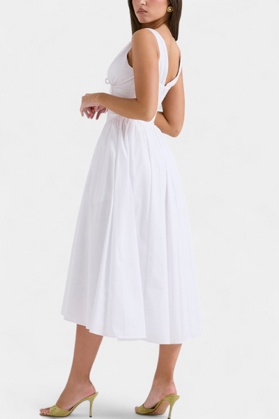 Vestido Midi Margie con Escote en V y Estampado Floral Romántico