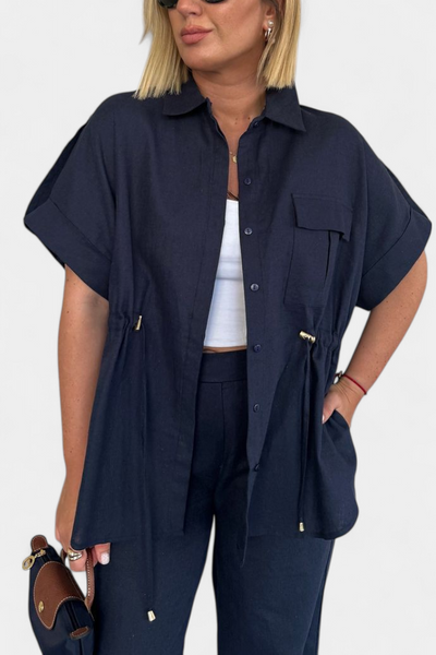 Lani Conjunto Casual de Camisa y Pantalones de Algodón y Lino