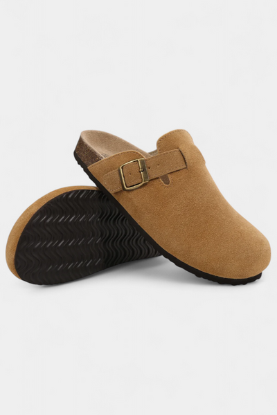 Aubree Unisex Suede Clogs with Adjustable Buckle
