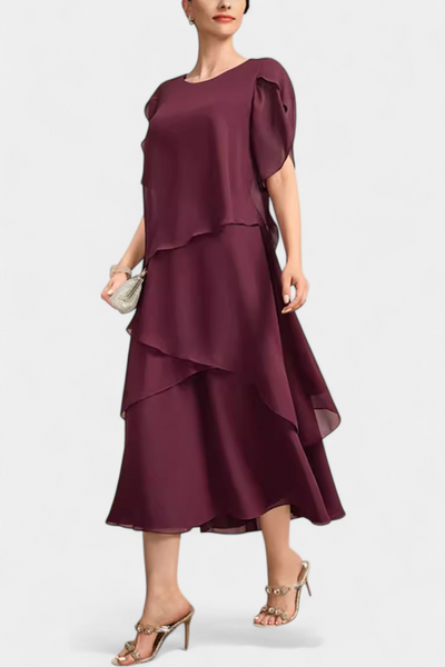Cornelia Vestido Asimétrico de Chiffon con Silueta Ligera