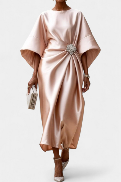 Luxe Brillante Vestido Largo de Satén Ubelia
