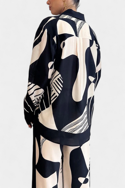 Basilisa Conjunto de Pantalón Ancho con Estampado de Graffiti