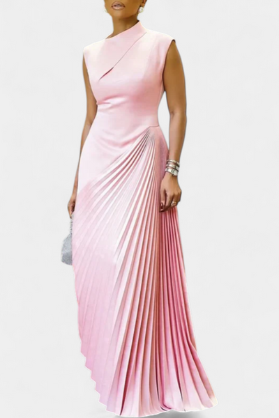 Elyna Vestido Maxi Asimétrico Sin Mangas con Cuello Alto