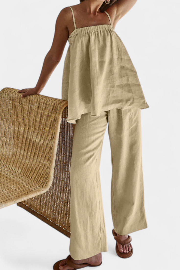 Lía Conjunto de Verano: Top Suelto y Pantalón Ligero