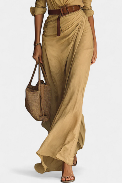 Souline Maxi Dress with Lapel and Long Sleeves