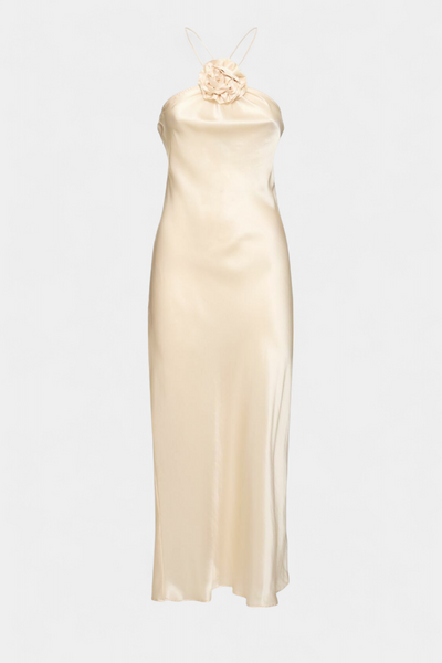 Vestido Midi Halter Elvera con Detalles de Rosetas