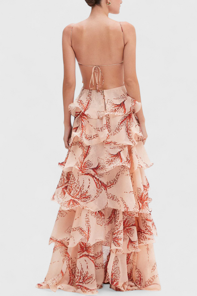 Juliette Vestido con Volantes y Escote en Forma de Joya