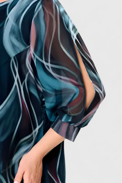 Vestido de Gasa Almira con Estampado Ocean Whirl y Corte Suelto