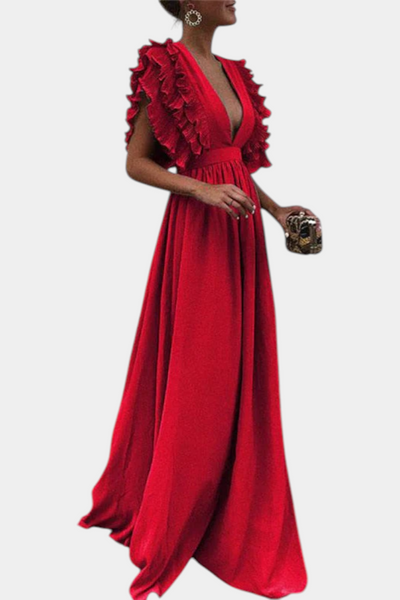Vestido Maxi Elegante Lucera con Mangas Fluidas