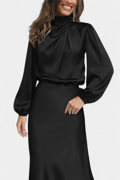 Cecila Maxi Dress with High Neck and Floral Detail