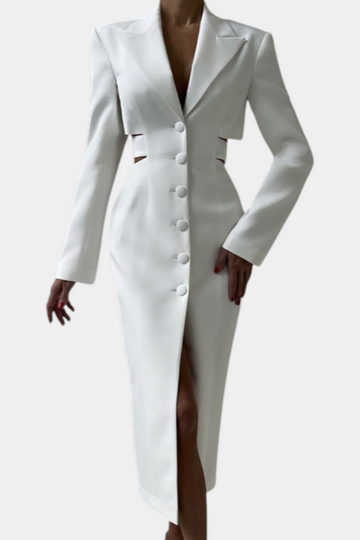 Bernice Midi Blazer Dress with Cut-Out and Open Back