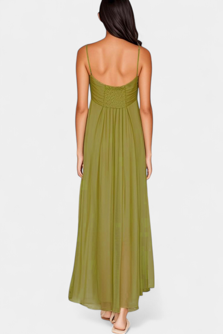 Elettra Vestido Maxi con Tirantes Delgados y Drapeado Suave