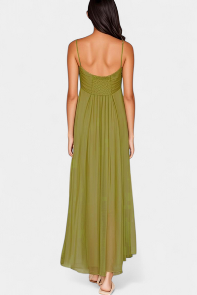Elettra Vestido Maxi con Tirantes Delgados y Drapeado Suave