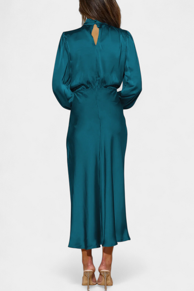 Cecila Maxi Dress with High Neck and Floral Detail