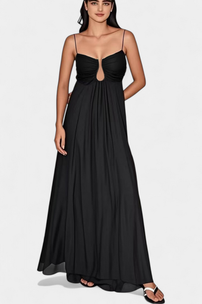 Elettra Vestido Maxi con Tirantes Delgados y Drapeado Suave