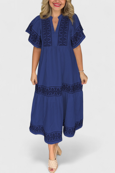 Vestido Maxi Boho Allona con Escote en V y Corte Suelto