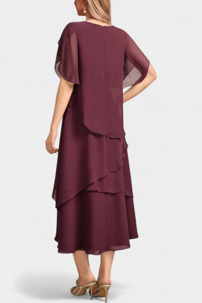 Cornelia Vestido Asimétrico de Chiffon con Silueta Ligera