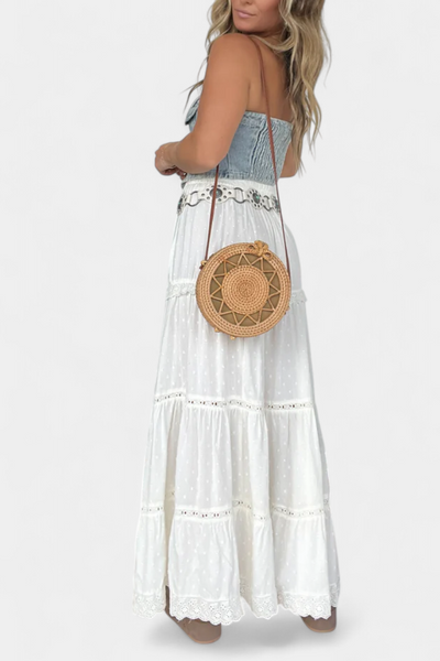 Falda Maxi Boho Dola con Encaje y Abertura Delantera