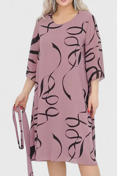 Ame Vestido Midi Estampado con Cinturón y Diseño Versátil