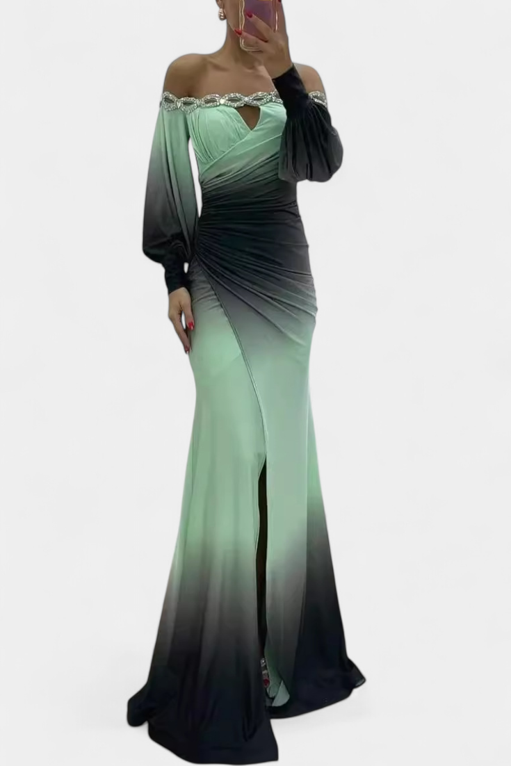 Julitta Vestido Maxi Ombre con Hombros al Descubierto
