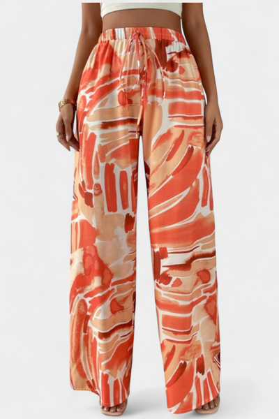 Senda Pantalones de Pierna Ancha con Diseño Abstracto
